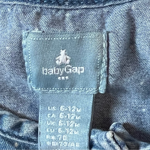 Baby Gap Lightweight Denim Polka Dot Coverall with Ruffle Shoulders - Picture 3 of 3